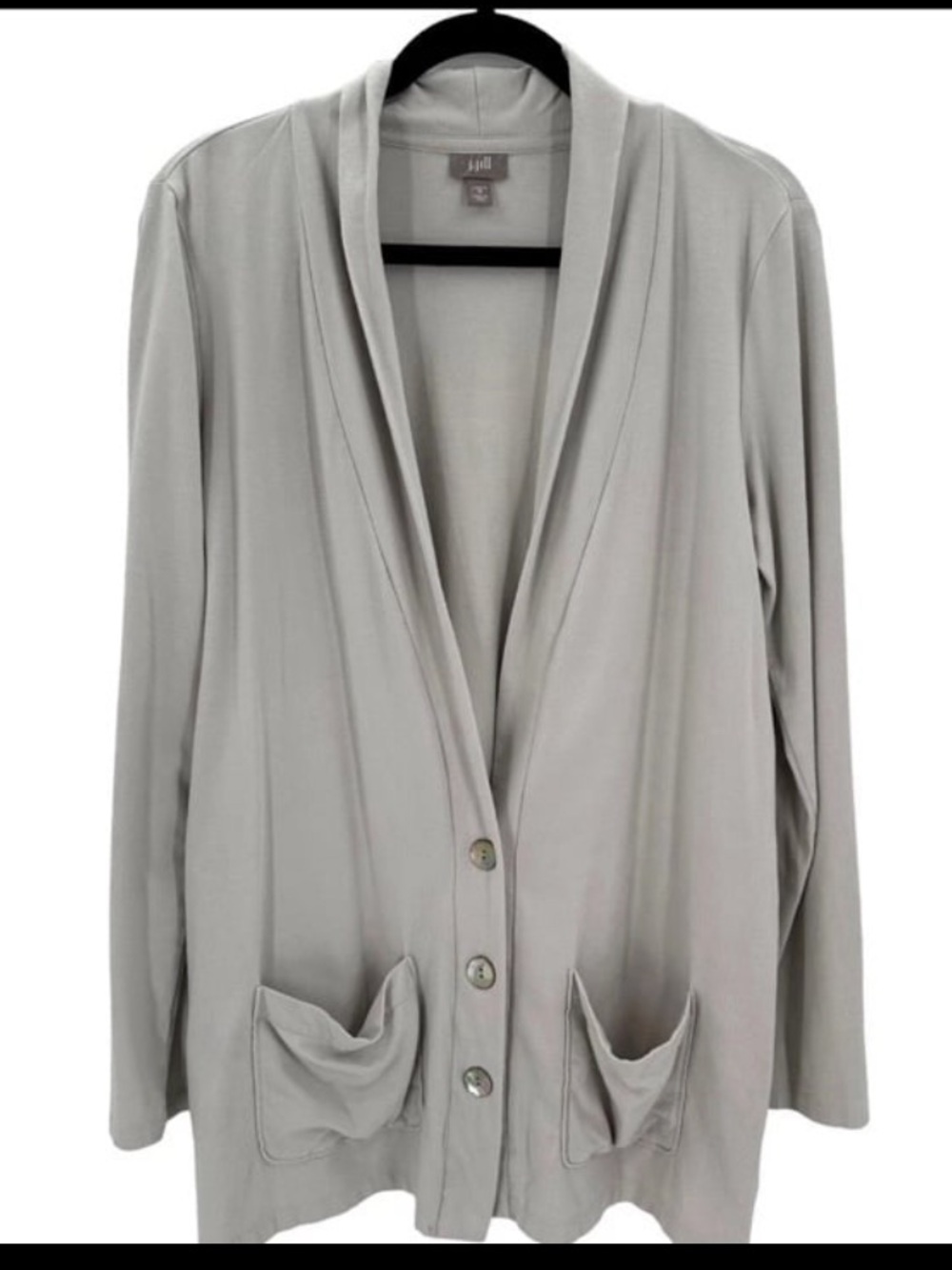 J. Jill Women's Light Gray Open Front Cardigan Sweater 1X